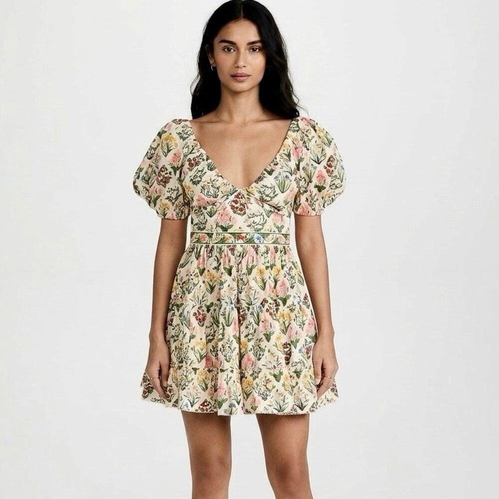 Agua by Agua Bendita Manzanilla Large Magdalena Amane Mini Dress Cotton Poplin